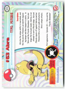 Topps #63 Abra Pokemon - Non-Holo - 13745 - Image 2