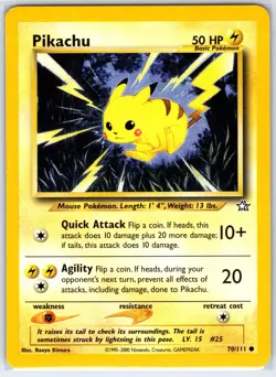 Pikachu 70/111 Common Neo Genesis Pokemon Unlimited Lightly Played - Image 1