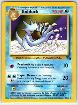 Golduck 35/62 Uncommon Fossil Pokemon Unlimited Lightly Played - Image 1