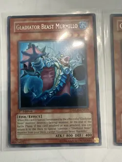 YuGiOh 2x Gladiator Beast Murmillo Rare 1st Edition LP - Image 3