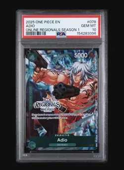 ONE PIECE ENGLISH ONLINE REGIONALS PACK 2025 SEASON 1 #078 ADIO PSA 10 POP 1 ‼ - Image 1