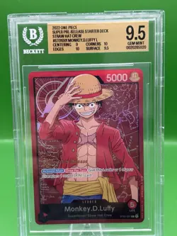 One Piece Monkey D. Luffy Super Pre Release ST01-001 Leader BGS 9.5 🔥 First Ed - Image 1