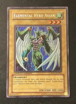 Yu-Gi-Oh! 2007 Elemental Hero Avian Limited Edition Secret Rare Card EHC1-EN001 - Image 1