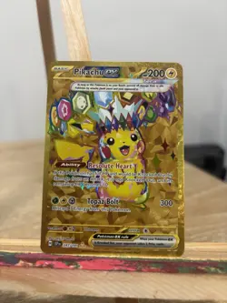 Pokemon TCG SV08 Surging Sparks Pikachu EX Hyper Rare Gold Holo Card 247/191 - Image 1