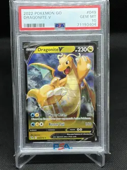 Pokemon Go Dragonite v Holo Ultra Rare Card 049/078 TCG PSA 10 - Image 1