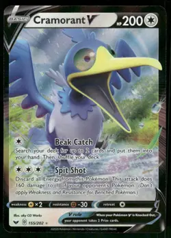 Cramorant V 155/202 Ultra Rare Holo NM Pokemon SWSH01: Sword & Shield Base Set - Image 1