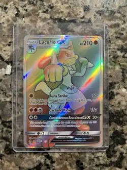 Pokemon Lucario GX Secret Rare Full Art Holo 135/131 Sm-Forbidden Light Stage 1 - Image 1