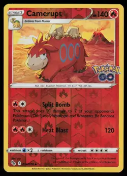 Camerupt 014/078 Uncommon Pokemon GO Pokemon Reverse Holo Lightly Played - Image 1