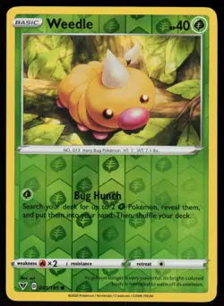 Weedle 001/185 Common Vivid Voltage Pokemon Reverse Holo Lightly Played - Image 1