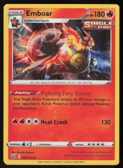 Emboar 025/163 Holo Rare Battle Styles Pokemon Holo Lightly Played - Image 1