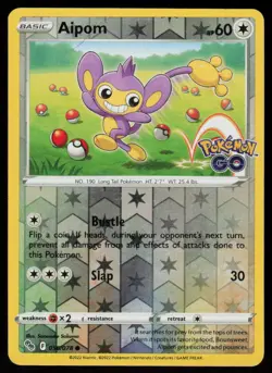 Aipom 056/078 Common Pokemon GO Pokemon Reverse Holo Lightly Played - Image 1