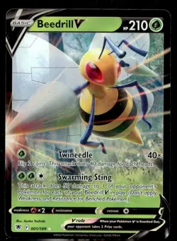 Beedrill V 001/189 Holo V Rare Astral Radiance Pokemon Lightly Played - Image 1