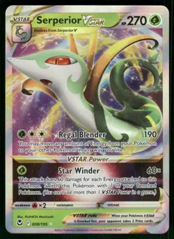 Serperior VSTAR 008/195 Ultra Rare Holo NM Pokemon SWSH12: Silver Tempest - Image 1