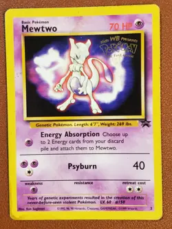 Mewtwo Black Star Promo 3 WOTC 1999 WB ‘The First Movie’ Stamp | MP Pokemon TCG - Image 1