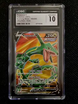 Pokemon TCG Rayquaza V 193/203 Evolving Skies 2021 Ultra Rare CGC GEM MINT 10 - Image 1