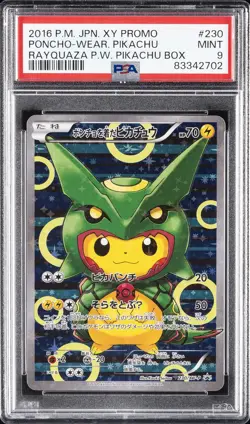 2016 POKEMON JAPANESE XY PROMO #230 PONCHO-WEARING PIKACHU PSA 9 - Image 1