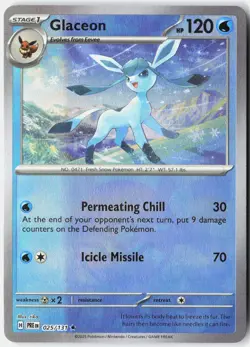 GLACEON (POKE BALL PATTERN) 025/131 RARE PRISMATIC EVOLUTIONS POKEMON NM - Image 1