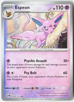 ESPEON (POKE BALL PATTERN) 033/131 HOLO RARE PRISMATIC EVOLUTIONS POKEMON NM - Image 1