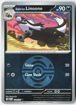 GALARIAN LINOONE (DUSK BALL) 131/217 COMMON ASCENDED HEROES POKEMON NM - Image 1