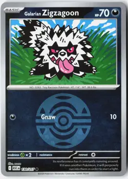 GALARIAN ZIGZAGOON (DUSK BALL) 130/217 COMMON ASCENDED HEROES POKEMON NM - Image 1