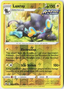 LUXRAY 043/159 RARE CROWN ZENITH POKEMON REVERSE HOLO NM - Image 1