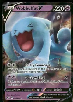 Wobbuffet V 086/202 Ultra Rare Holo NM Pokemon SWSH01: Sword & Shield Base Set - Image 1
