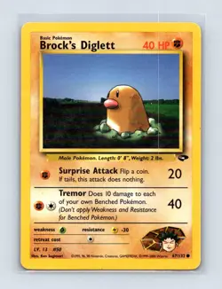 Brock's Diglett 67/132 Common Gym Challenge Pokemon Unlimited Lightly Played - Image 1