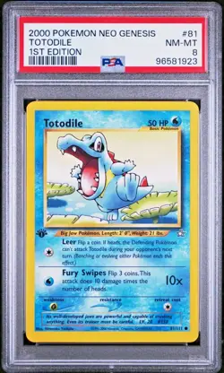 2000 Pokemon Neo Genesis #81 TOTODILE First Edition PSA 8 NM- MINT! - Image 1