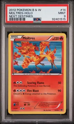 2012 POKEMON BLACK & WHITE NEXT DESTINIES 14 MOLTRES-HOLO PSA 9 - Image 1