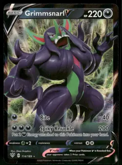 Grimmsnarl V 114/189 Ultra Rare Holo NM Pokemon SWSH03: Darkness Ablaze - Image 1