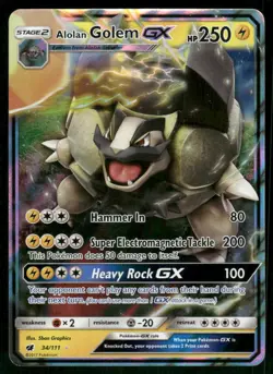 Alolan Golem GX 34/111 Ultra Rare Holo NM Pokemon SM - Crimson Invasion - Image 1