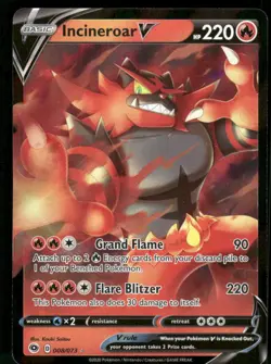 Incineroar V 08/73 Ultra Rare Holo NM Pokemon Champion's Path - Image 1