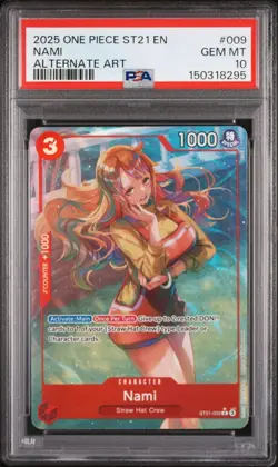 2025 ONE PIECE STARTER DECK ST21-EX GEAR 5 ALTERNATE ART #009 NAMI PSA 10 - Image 1