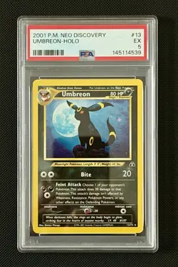 Pokemon Umbreon Holo Neo Discovery 13/75 PSA 5 EX 2001 Vintage WOTC w/Half Swirl - Image 1
