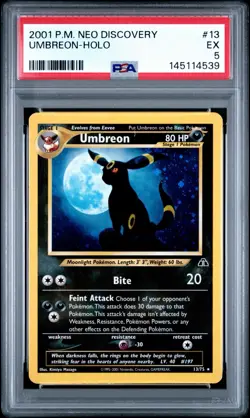 Pokemon Umbreon Holo Neo Discovery 13/75 PSA 5 EX 2001 Vintage WOTC w/Half Swirl - Image 5