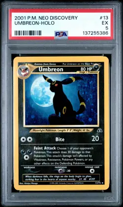 2001 POKEMON NEO DISCOVERY #13 UMBREON-HOLO PSA 5 - Image 1