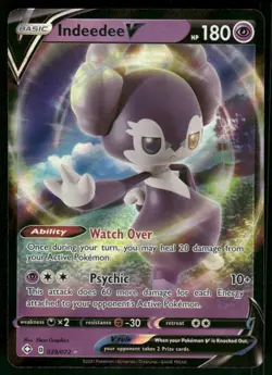 Indeedee V 039/072 Ultra Rare Holo NM Pokemon Shining Fates - Image 1