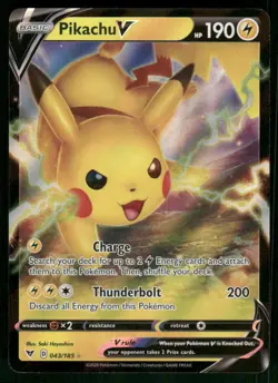 Pikachu V 043/185 Ultra Rare Holo NM Pokemon SWSH04: Vivid Voltage - Image 1