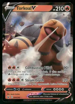 Torkoal V 024/202 Ultra Rare Holo NM Pokemon SWSH01: Sword & Shield Base Set - Image 1