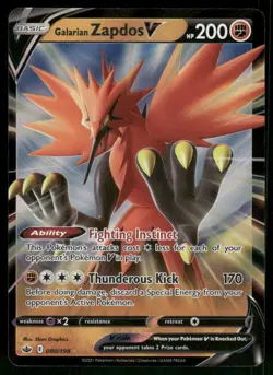 Galarian Zapdos V 080/198 Ultra Rare Holo NM Pokemon SWSH06: Chilling Reign - Image 1