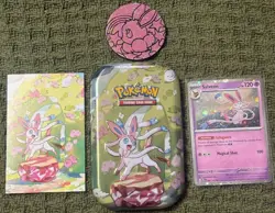 Pokemon Sylveon 🌀 040/131 Cosmos Holo Prismatic Evolutions Promo Tin Art - Image 1