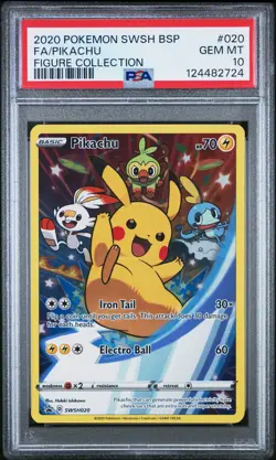 2020 POKEMON SWSH BLACK STAR PROMO FIGURE COLLECTION FULL ART/PIKACHU PSA 10 - Image 1