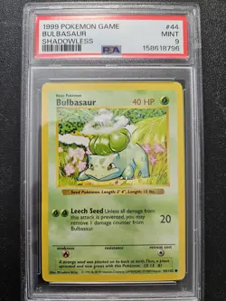 Pokemon PSA 9 Shadowless Base Set Bulbasaur 44/102 MINT - Image 1