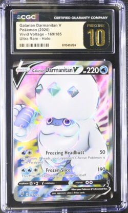 CGC Graded 10 Pristine Galarian Darmanitan V 169/185 Vivid Voltage Pokemon Card - Image 1