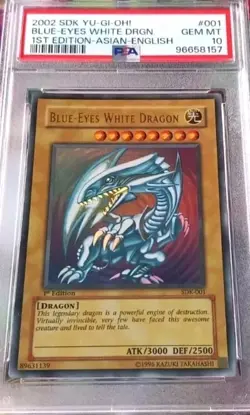 PSA 10 YuGiOh 2002 Blue-Eyes White Dragon SDK-001 1st Edition Asian English - Image 1