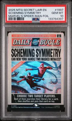 PSA 10 SPIDER-MAN MAGIC THE GATHERING SECRET LAIR DROP #1997 SCHEMING SYMMETRY - Image 1