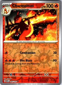Charmeleon 005/165 Uncommon 151 Pokemon Reverse Holo Lightly Played - Image 1