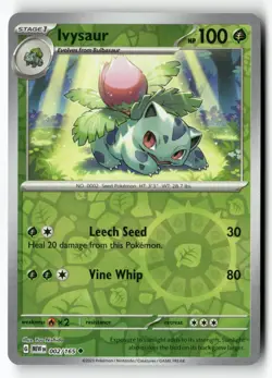 Ivysaur 002/165 Uncommon 151 Pokemon Reverse Holo Near Mint - Image 1