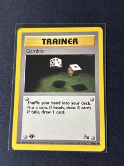 Pokemon 1st Edition Fossil Trainer Gambler 60/62 Common WoTC Mint Very Clean - Image 1