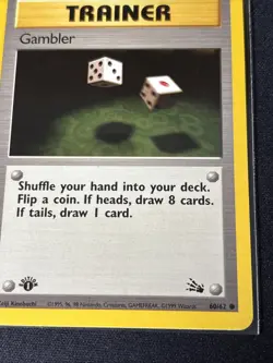 Pokemon 1st Edition Fossil Trainer Gambler 60/62 Common WoTC Mint Very Clean - Image 4